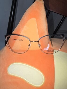 New Badgley Mischka Cat Eye Eyeglasses Silver Dark Blue Frames 54/18/140 mm